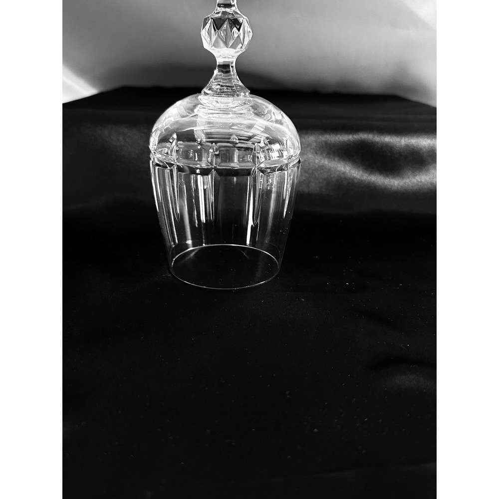 Bohemian Crystal Crystalex Water Goblets Set of 3 Cut Glass Faceted Stem 6 5/8" - Picture 5 of 13